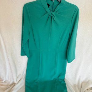 3/4 Length, Knee Length Dress, TEAL, 10